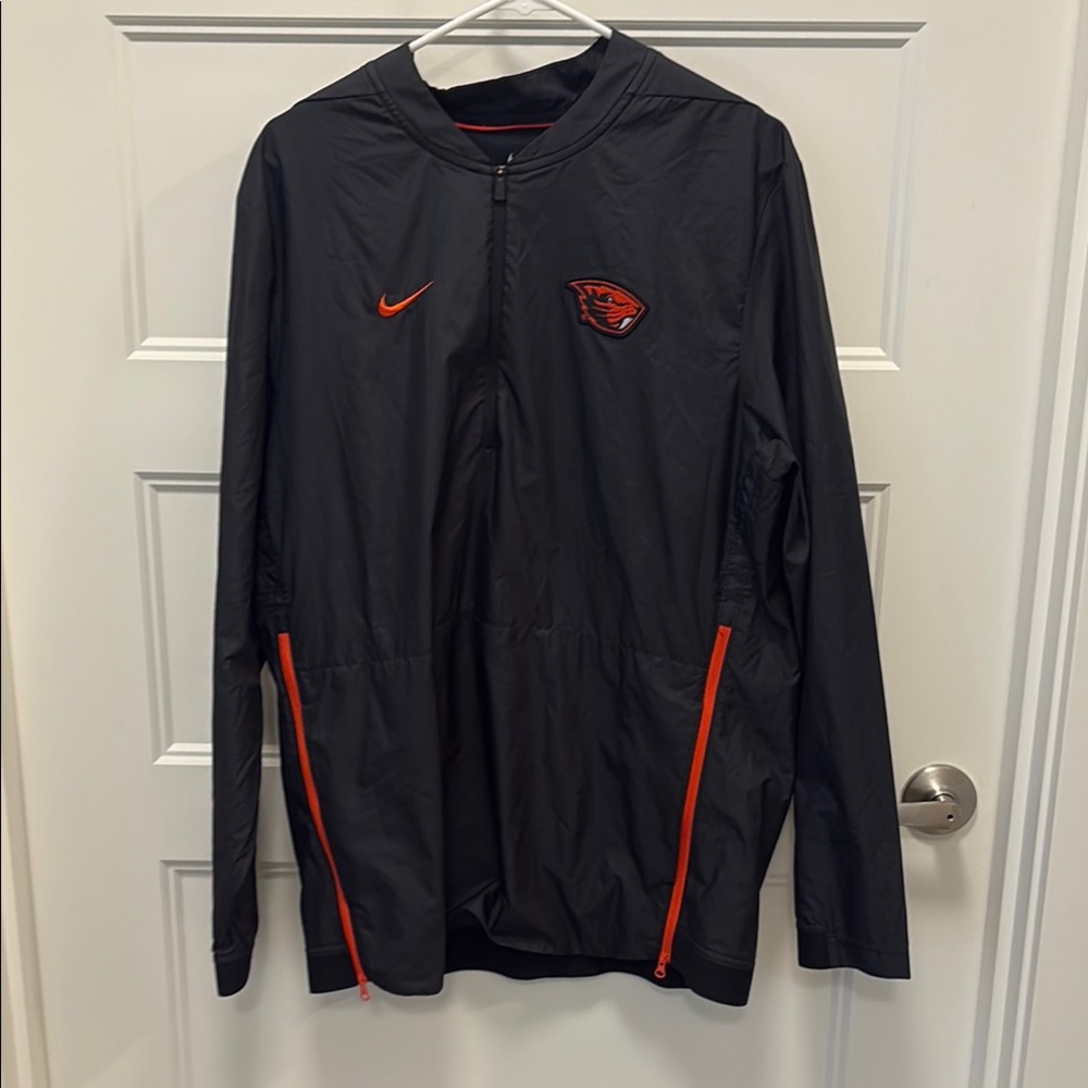 Oregon State Beavers. Nike Black and Orange Windbreaker, Quarter Zip Pullover